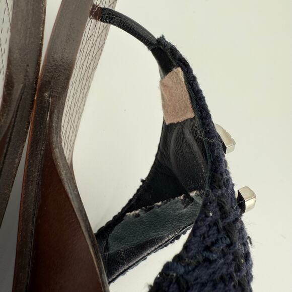 CHANEL Interlocking CC Logo Quilted Thong Sandals EU 39 US 8.5-9 Navy Blue Flats - Picture 12 of 15